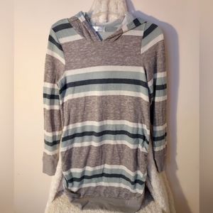 Two Beautiful Comfy Maternity Striped hoodie Sweater - Medium
